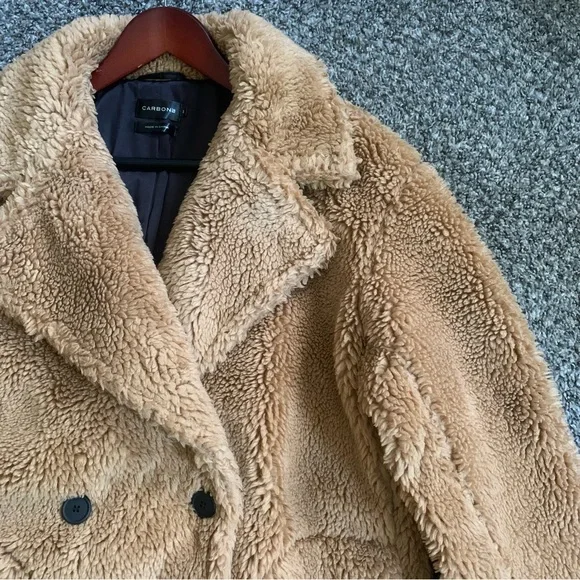 49. Carbon38 Double Breasted Teddy Coat Size M - Picture 12 of 16